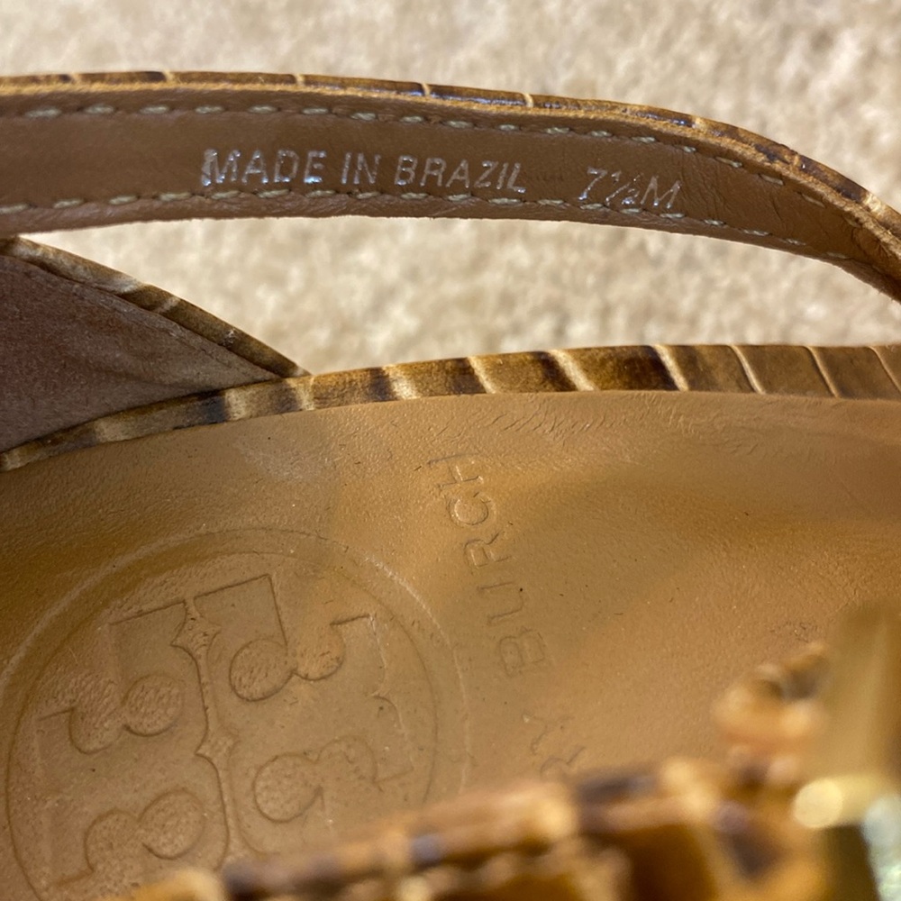 TORY BURCH ELIZABELLA REAL LEATHER STRAPPY CROCODILE STILETTOS - Picture 9 of 10